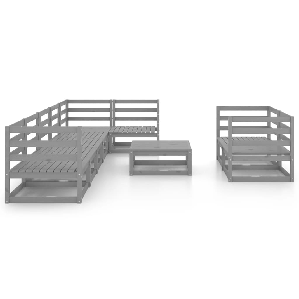 

vidaXL 9-delige Loungeset massief grenenhout grijs