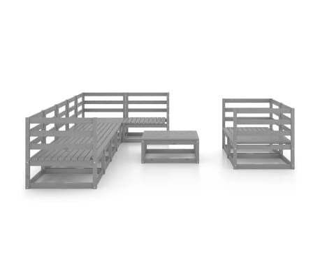 vidaXL Sodo poilsio baldų komplektas, 9 dalių, pilkas, pu&scaron;ies masyvas