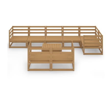 vidaXL 9-osainen Puutarhasohvasarja hunajanruskea t&auml;ysi m&auml;nty