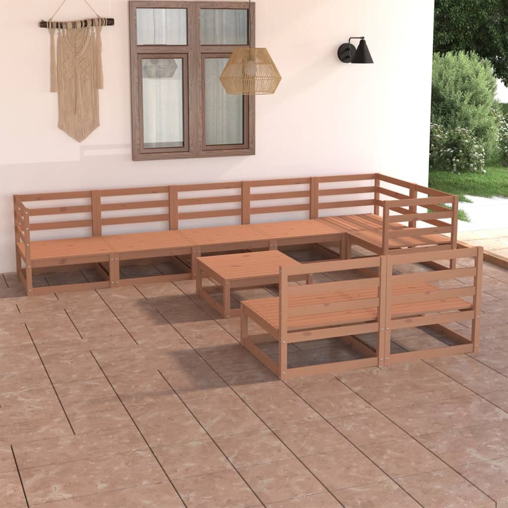 vidaXL 9-tlg. Garten-Lounge-Set Honigbraun Massivholz Kiefer