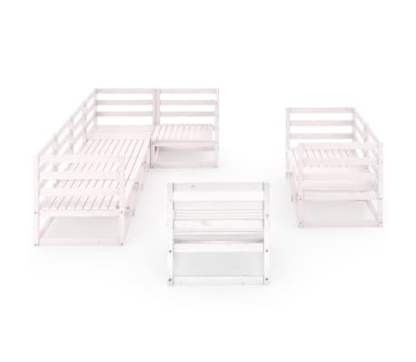 vidaXL Sodo poilsio baldų komplektas, 8 dalių, baltas, pu&scaron;ies masyvas