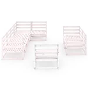 vidaXL Sodo poilsio baldų komplektas, 8 dalių, baltas, pu&scaron;ies masyvas