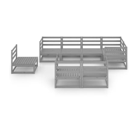 vidaXL Hagesofagruppe 8 deler gr&aring; heltre furu