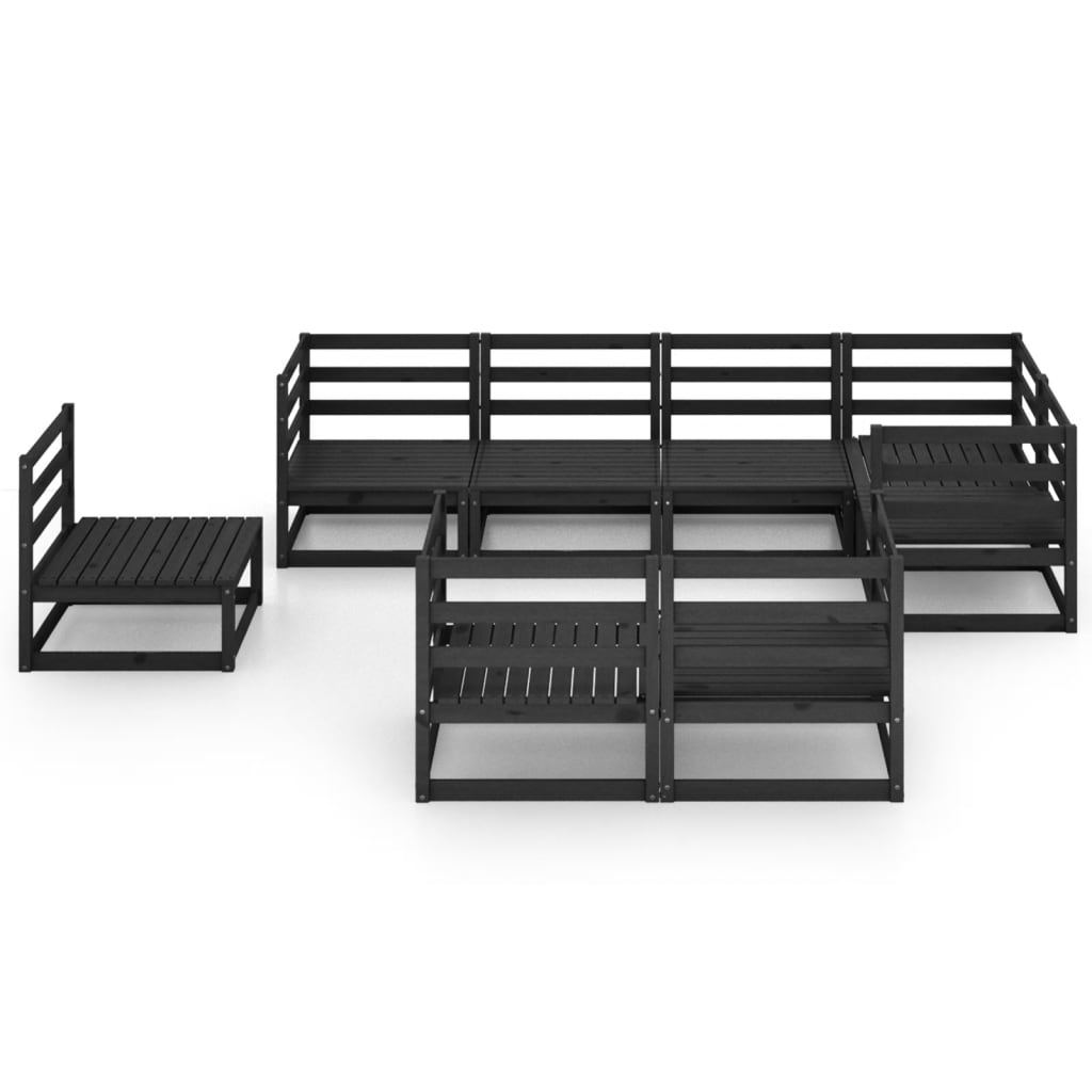 

vidaXL 8-delige Loungeset massief grenenhout zwart