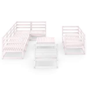 vidaXL 9-delige Loungeset massief grenenhout wit