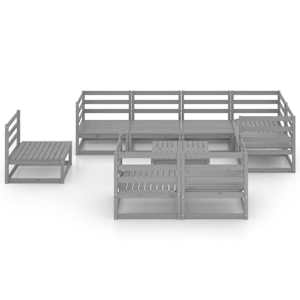 vidaXL Sodo poilsio baldų komplektas, 9 dalių, pilkas, pu&scaron;ies masyvas