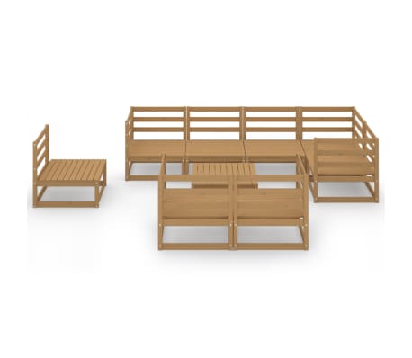 vidaXL Sodo poilsio baldų komplektas, 9 dalių, medaus rudas, pu&scaron;is