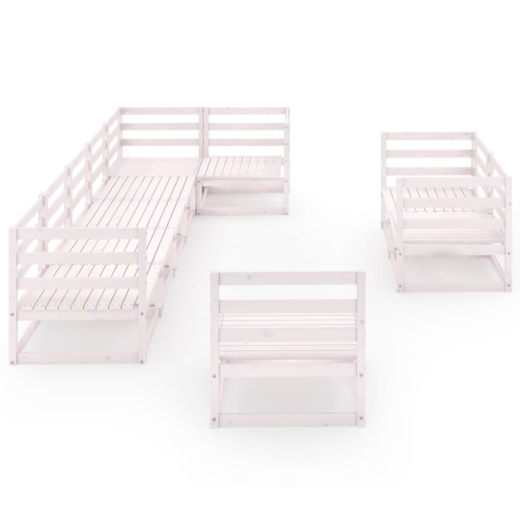 

vidaXL 9-delige Loungeset massief grenenhout wit
