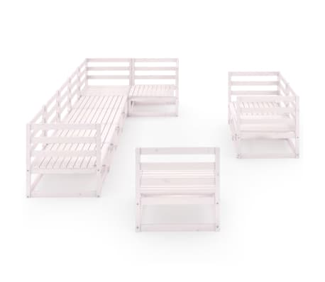 vidaXL Sodo poilsio baldų komplektas, 9 dalių, baltas, pu&scaron;ies masyvas