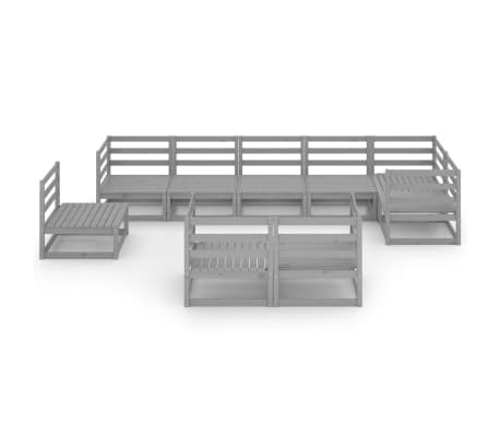 vidaXL Sodo poilsio baldų komplektas, 9 dalių, pilkas, pu&scaron;ies masyvas