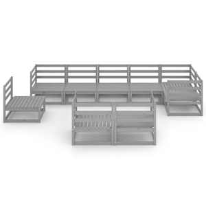 vidaXL Sodo poilsio baldų komplektas, 9 dalių, pilkas, pu&scaron;ies masyvas