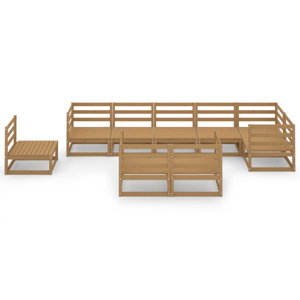 

vidaXL 9-delige Loungeset massief grenenhout honingbruin