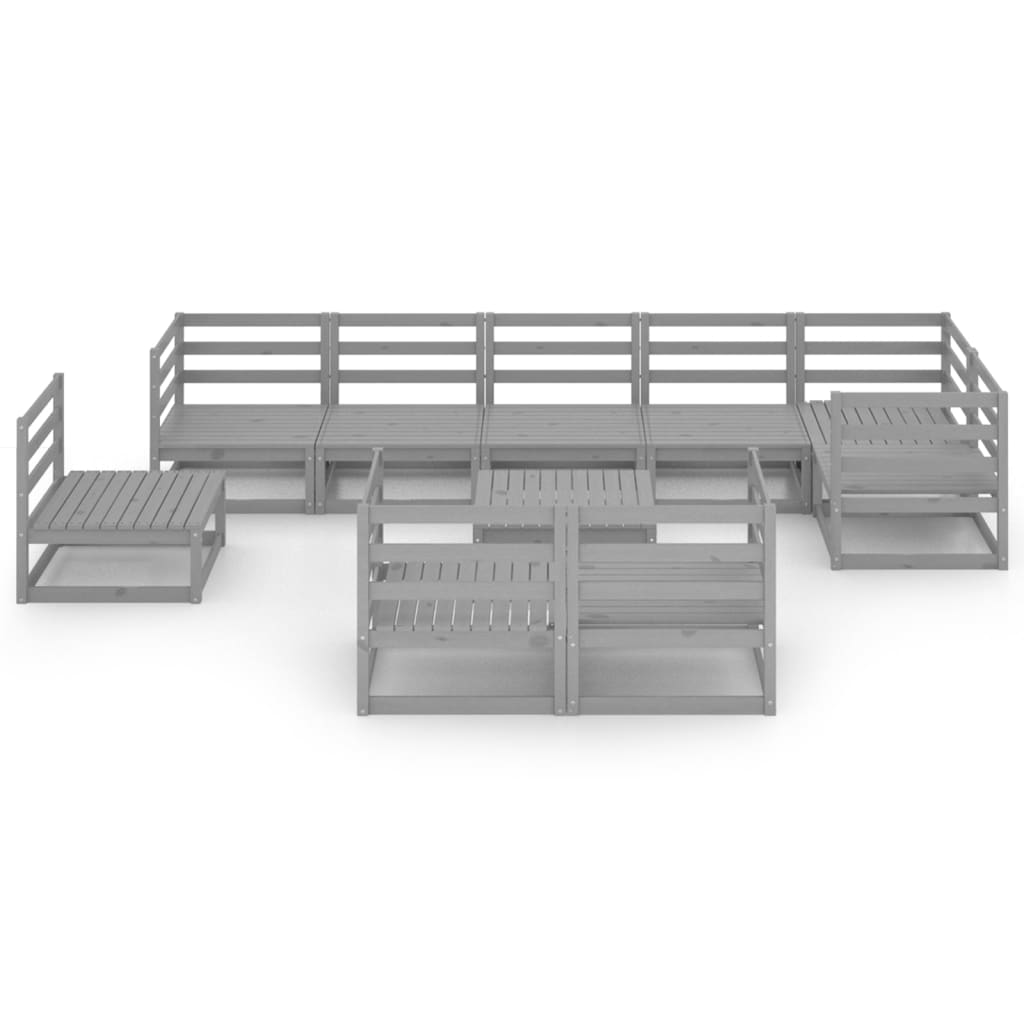 

vidaXL 10-delige Loungeset massief grenenhout grijs