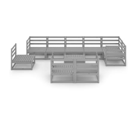 vidaXL Sodo poilsio baldų komplektas, 10 dalių, pilkas, pu&scaron;ies masyvas