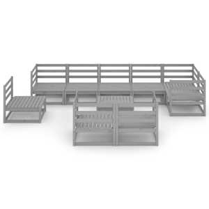 vidaXL Sodo poilsio baldų komplektas, 10 dalių, pilkas, pu&scaron;ies masyvas