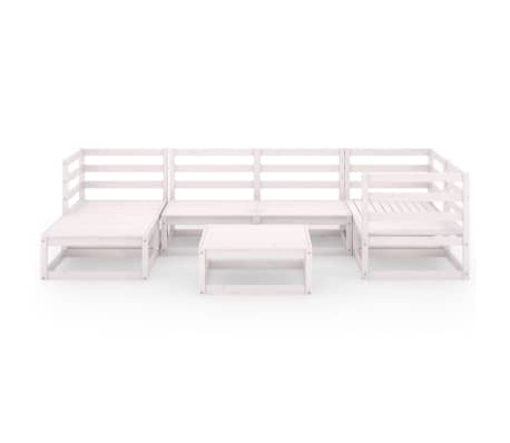 vidaXL Hagesofagruppe 7 deler hvit heltre furu