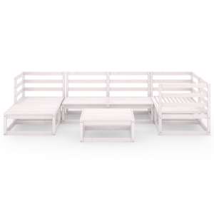 vidaXL Hagesofagruppe 7 deler hvit heltre furu