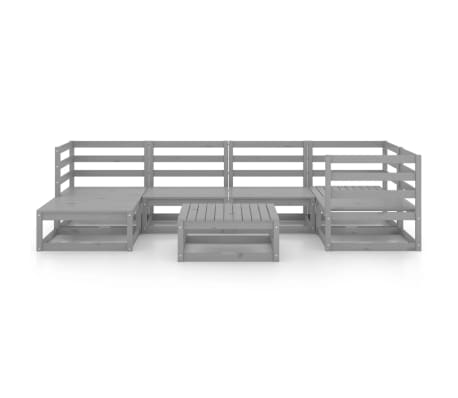 vidaXL Vrtna sedežna garnitura 7-delna siva trdna borovina