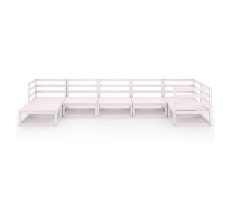 vidaXL Salon de jardin 7 pcs Blanc Bois de pin massif