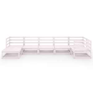 vidaXL Salon de jardin 7 pcs Blanc Bois de pin massif