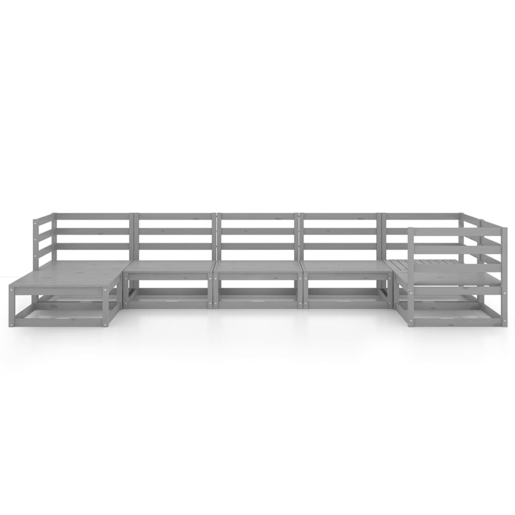 

vidaXL 7-delige Loungeset massief grenenhout grijs
