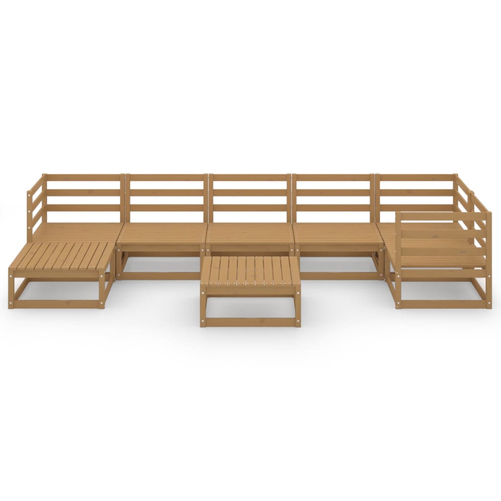 vidaXL 8-delige Loungeset massief grenenhout honingbruin afbeelding