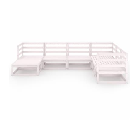 vidaXL Salon de jardin 7 pcs Blanc Bois de pin massif