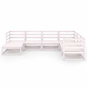 vidaXL Salon de jardin 7 pcs Blanc Bois de pin massif