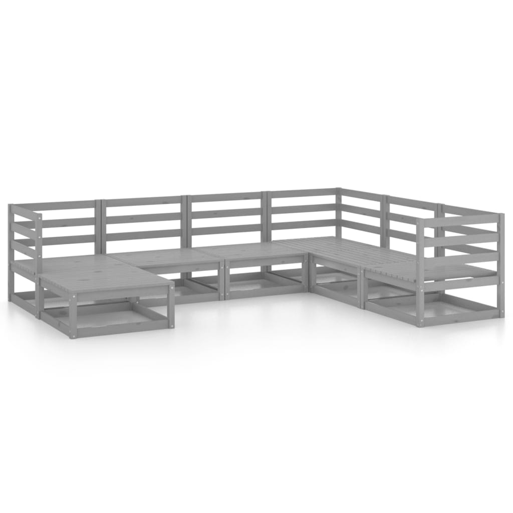 VidaXL 7-cz. Zestaw Mebli Wypoczynkowych Do Ogrodu, Szary, Sosnowy -Building Materials Shop 8720286468098 a en hd 1