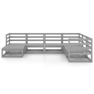 vidaXL Sodo poilsio baldų komplektas, 7 dalių, pilkas, pu&scaron;ies masyvas