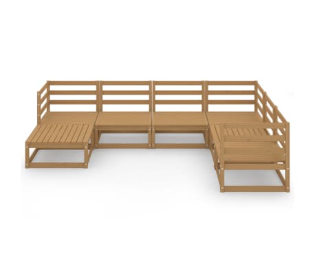 vidaXL Sodo poilsio baldų komplektas, 7 dalių, rudas, pu&scaron;ies masyvas