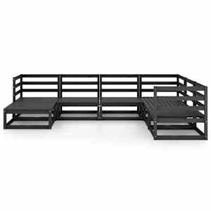 vidaXL 7-cz. zestaw wypoczynkowy do ogrodu, czarny, drewno sosnowe