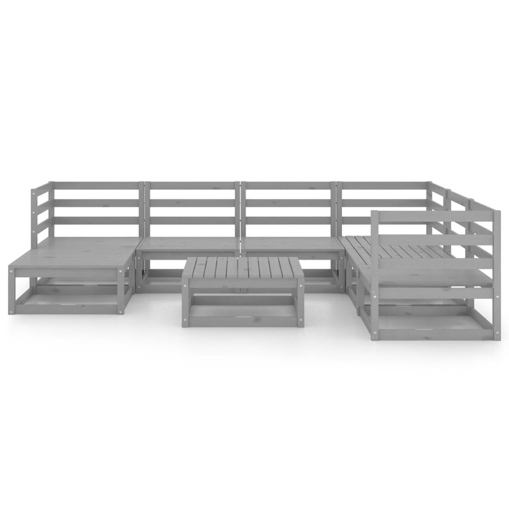 

vidaXL 8-delige Loungeset massief grenenhout grijs