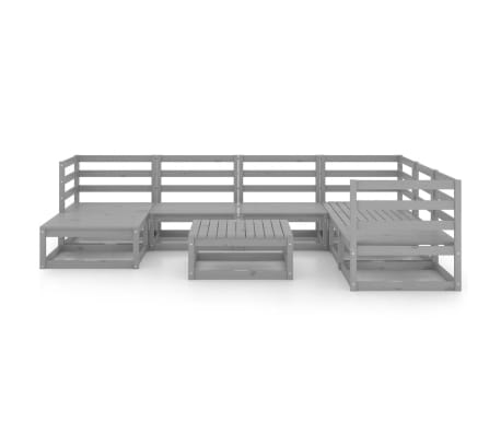 vidaXL Sodo poilsio baldų komplektas, 8 dalių, pilkas, pu&scaron;ies masyvas