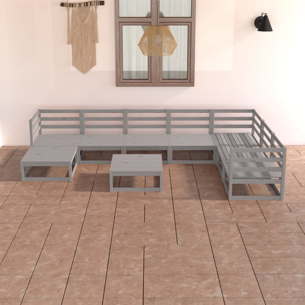 vidaXL 8-tlg. Garten-Lounge-Set Grau Kiefer Massivholz