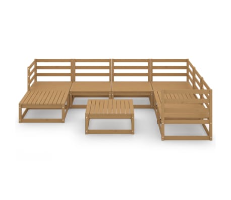 vidaXL 8 Piece Garden Lounge Set Honey Brown Solid Pinewood
