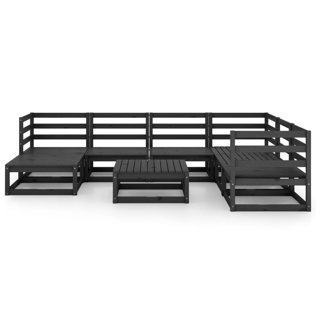 

vidaXL 8-delige Loungeset massief grenenhout zwart