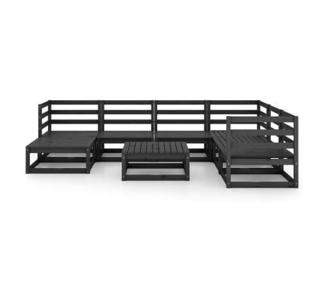 vidaXL Salon de jardin 8 pcs noir bois de pin massif