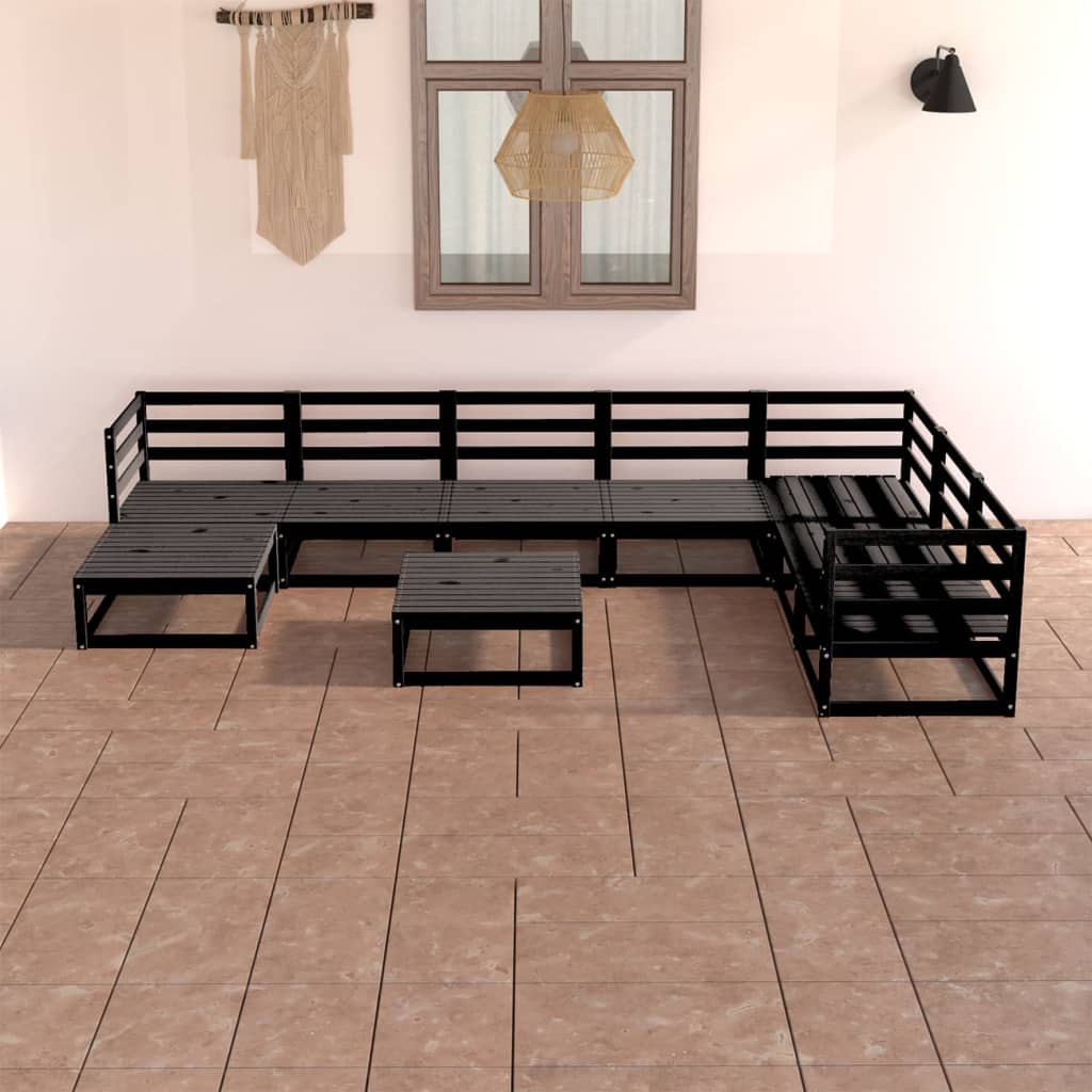 vidaXL 8-tlg. Garten-Lounge-Set Schwarz Massivholz Kiefer