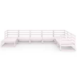 vidaXL Sodo poilsio baldų komplektas, 8 dalių, baltas, pu&scaron;ies masyvas