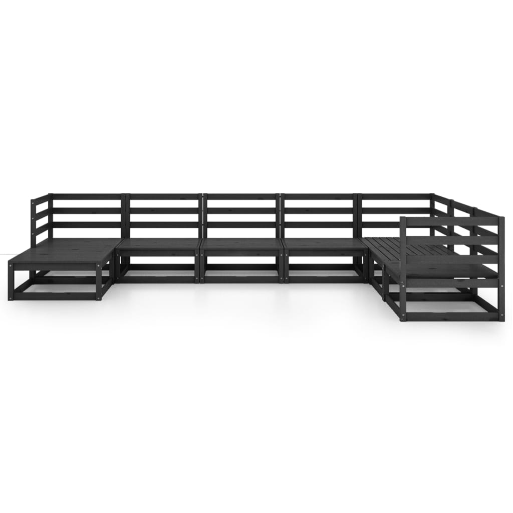 

vidaXL 8-delige Loungeset massief grenenhout zwart