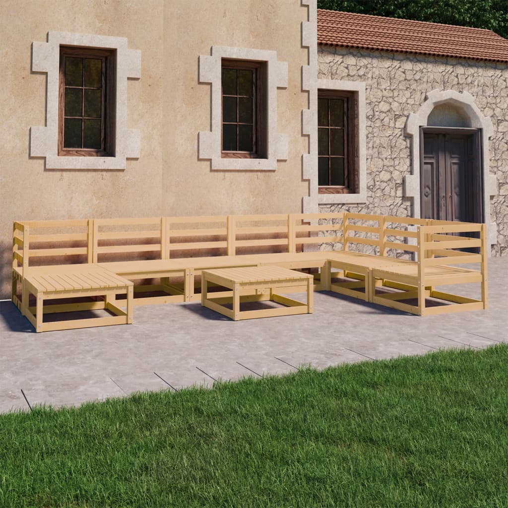 vidaXL 9-tlg. Garten-Lounge-Set Massivholz Kiefer