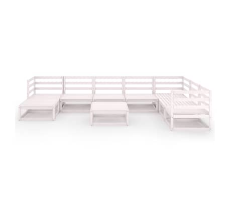vidaXL Sodo poilsio baldų komplektas, 9 dalių, baltas, pu&scaron;ies masyvas