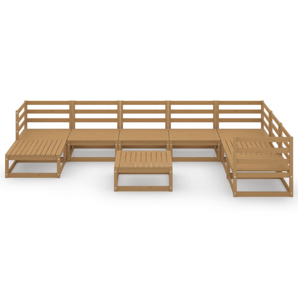 

vidaXL 9-delige Loungeset massief grenenhout honingbruin