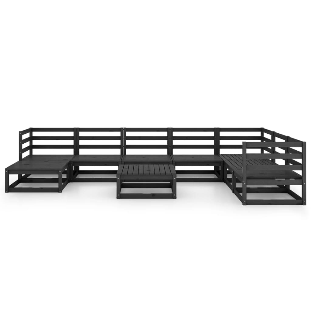 

vidaXL 9-delige Loungeset massief grenenhout zwart