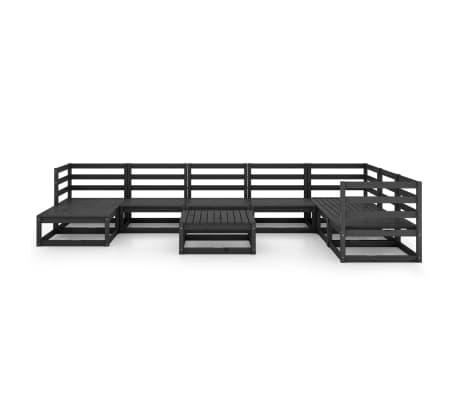 vidaXL 9-tlg. Garten-Lounge-Set Schwarz Massivholz Kiefer