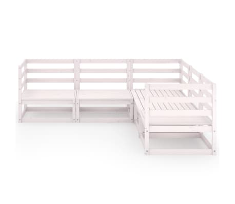 vidaXL Hagesofagruppe 5 deler hvit heltre furu