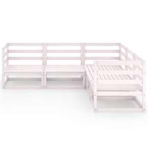 vidaXL Hagesofagruppe 5 deler hvit heltre furu