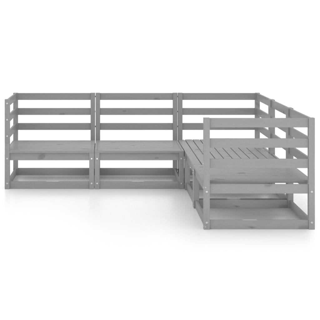 vidaXL 5-delige Loungeset massief grenenhout grijs afbeelding