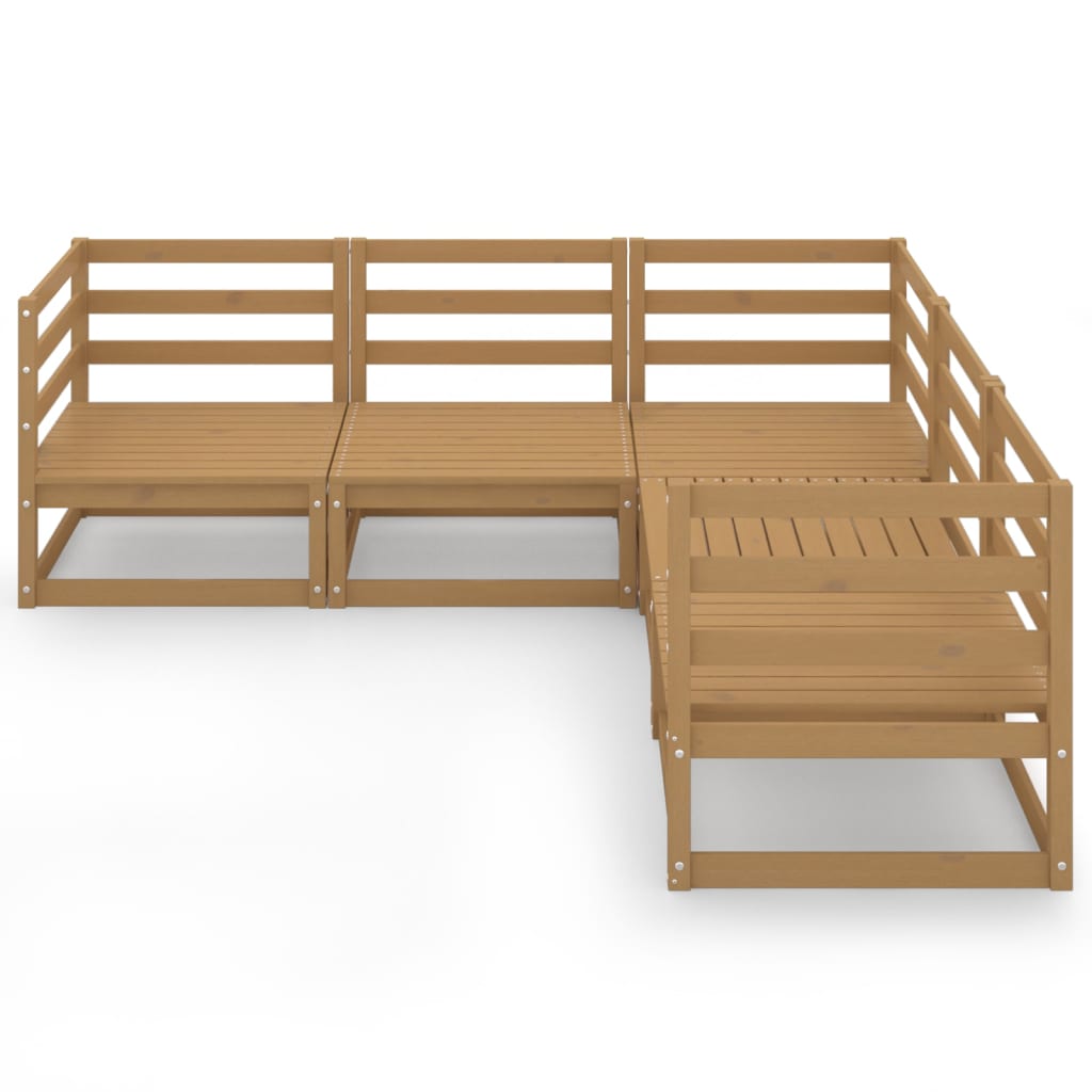

vidaXL 5-delige Loungeset massief grenenhout honingbruin
